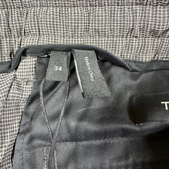 Theory NWT Zaine Classic-Fit Drawstring Pant Kelso Checked Nylon Size 34 Gray - Picture 6 of 12